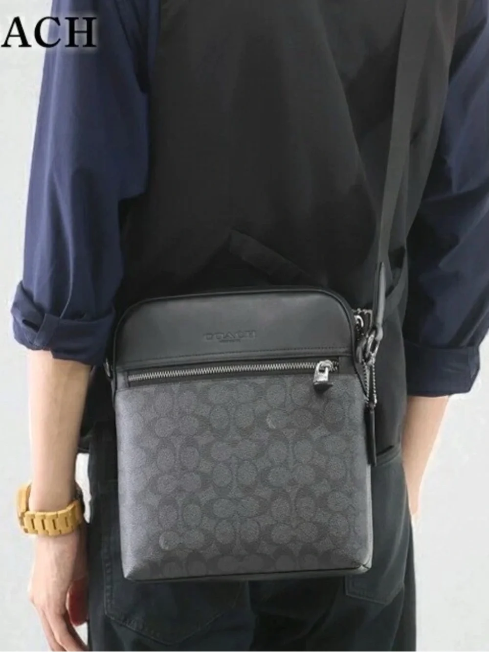 Coach Gray/Black Signature Crossbody Bag
